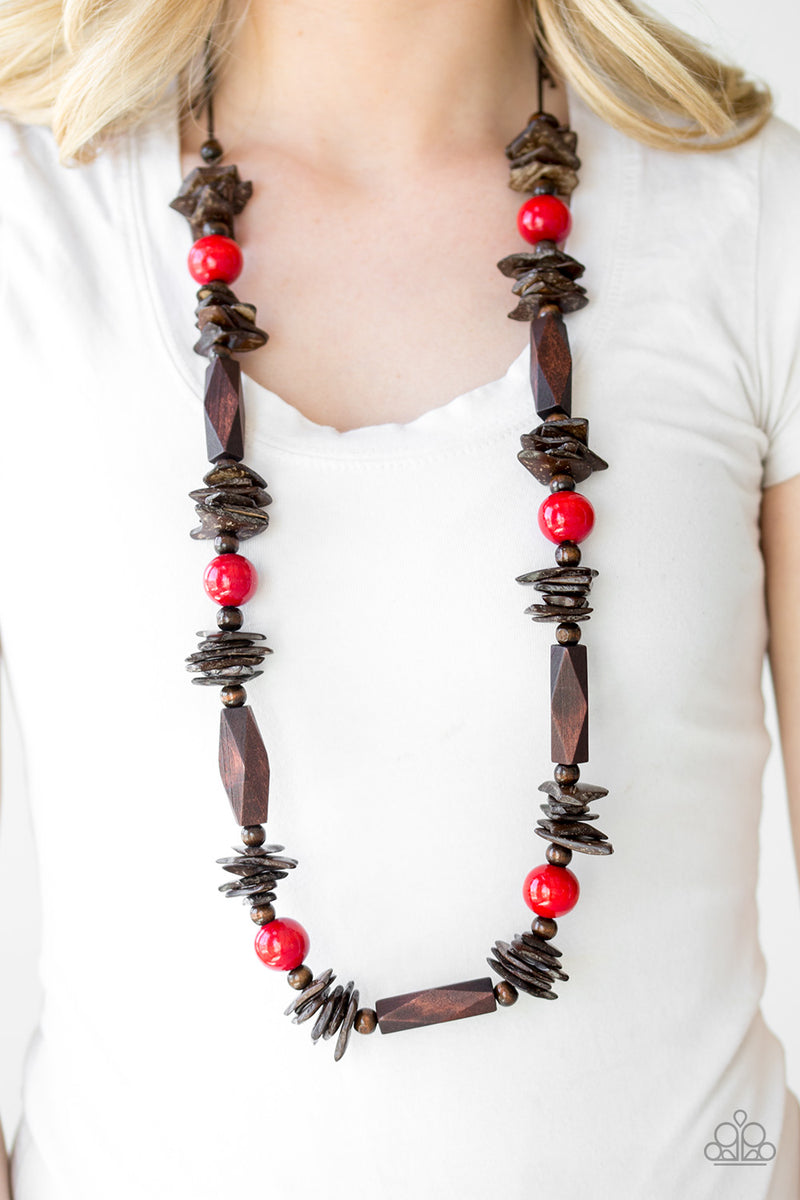 Paparazzi Cozumel Coast Red Wooden Necklace – diannesjewelryshop