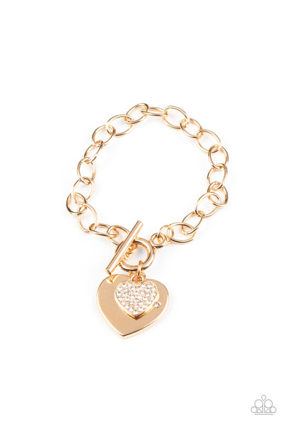 Paparazzi Heartbeat Bedazzle Gold Bracelet