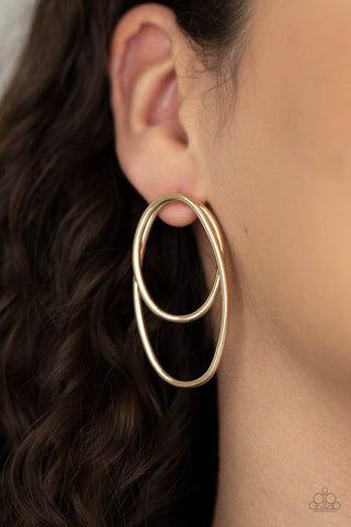 Paparazzi So OVAL-Dramatic - Gold Earrings
