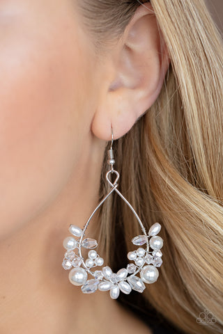 Paparazzi Marina Banquet - White Earrings