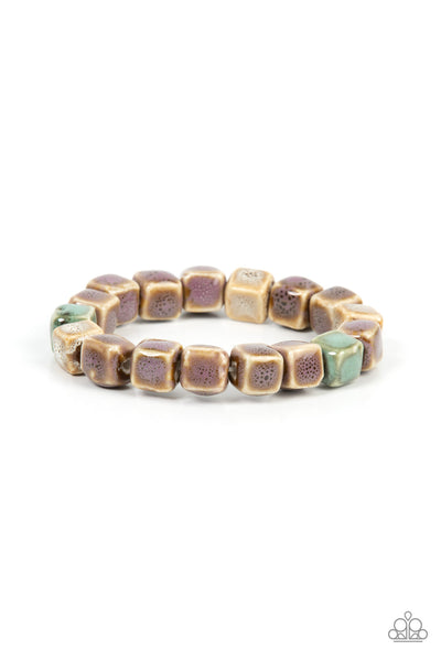 Paparazzi Glaze Craze - Stretchy Ceramic Purple Bracelet