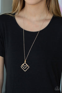 Paparazzi Square It Up - Rose Gold Necklace