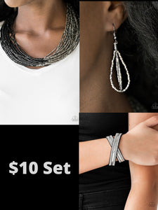 Paparazzi Black $10 Set - Flashy Fashion Necklace and Rocker Rivalry Bracelet