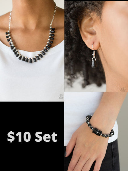 Paparazzi Black $10 Set - Extinct Species Necklace and Sagebrush Serenade Bracelet