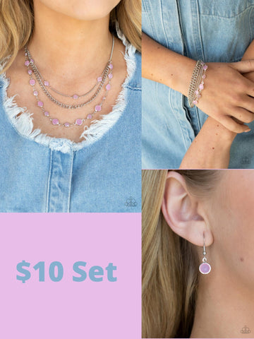 Paparazzi Pink $10 Set - Goddess Getaway Necklace and Glossy Goddess Bracelet
