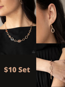 Paparazzi  Rose Gold $10 Set - Working OVAL-time Necklace and OVAL and Out Bracelet