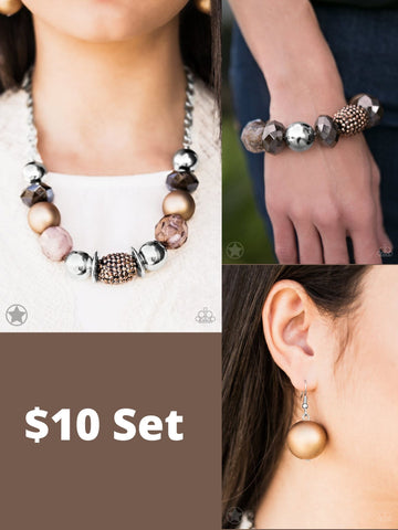Paparazzi Copper Blockbuster $10 Set - A Warm Welcome Necklace and All Cozied Up Bracelet