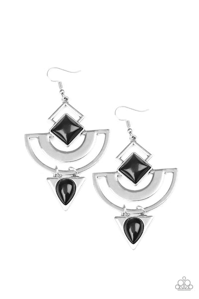 Paparazzi Geo Gypsy - Black Earrings