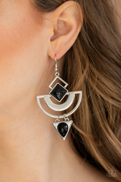 Paparazzi Geo Gypsy - Black Earrings
