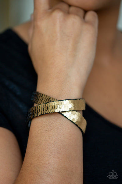 Paparazzi Under The SEQUINS - Gold Bracelet