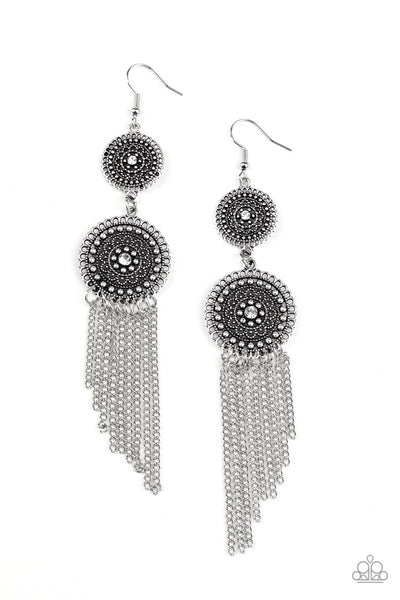 Paparazzi Medallion Mecca White Earrings