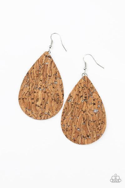 Paparazzi CORK It Over - Silver Earrings