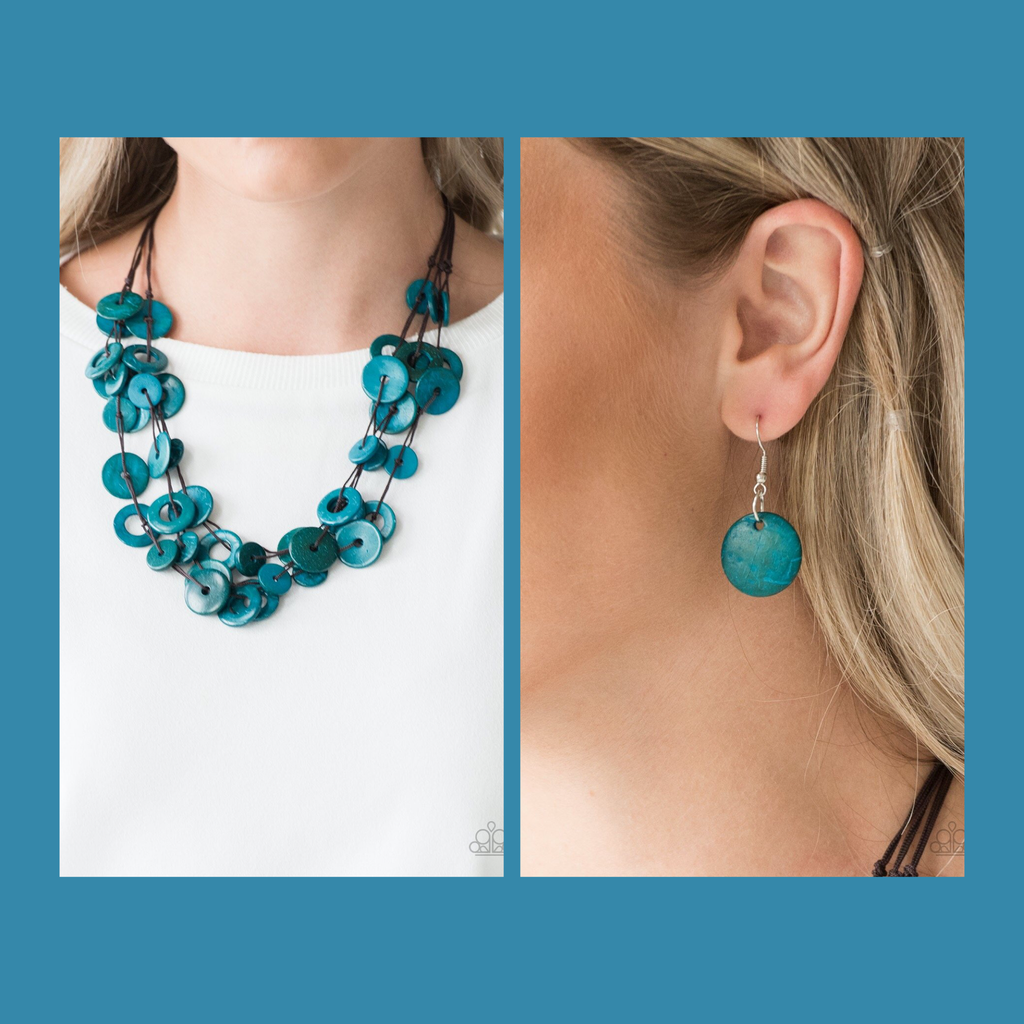 Blue wooden 2025 necklace paparazzi