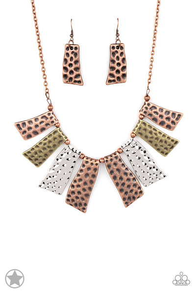 Paparazzi A Fan of the Tribe Copper Blockbuster Necklace