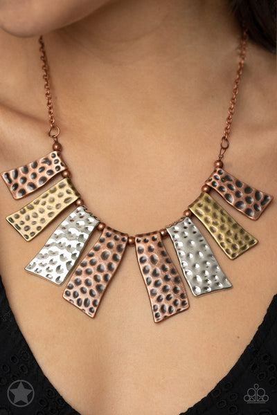 Paparazzi A Fan of the Tribe Copper Blockbuster Necklace