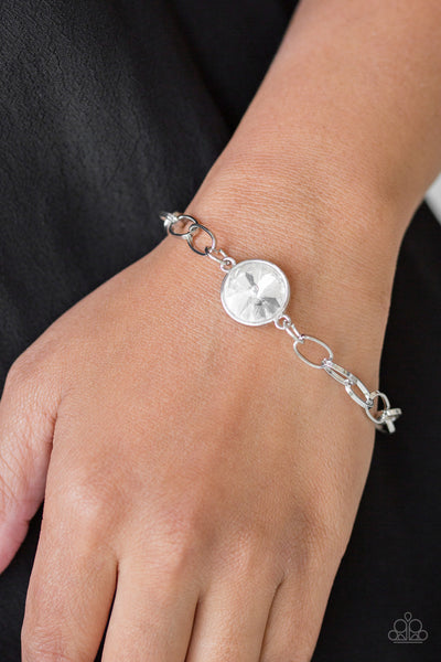 Paparazzi White $10 Set - She Sparkles On Necklace and All Aglitter Bracelet