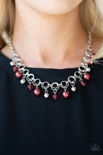 Paparazzi Red $10 Set - Fiercely Fancy Necklace and Fancy Fascination Bracelet