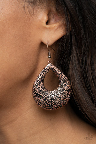 Paparazzi Flirtatiously Flourishing Copper Earrings