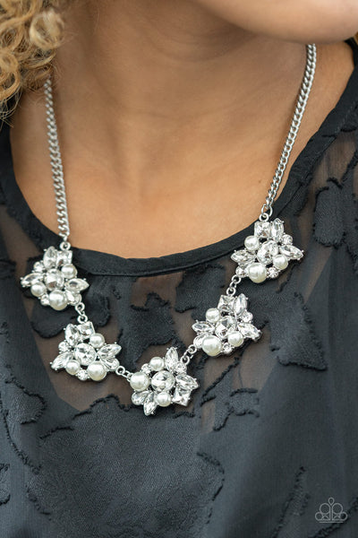 Paparazzi White $10 Set - HEIRESS of Them All Necklace and Rule the Room Bracelet