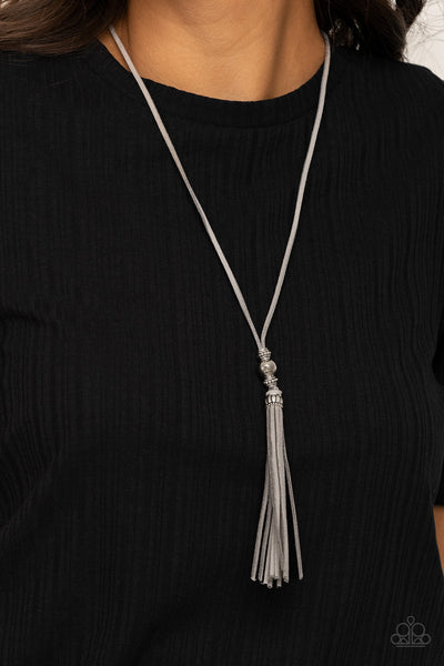 Paparazzi Silver $10 Set - Hold My Tassel Necklace and No Place Like HOMESPUN Earrings