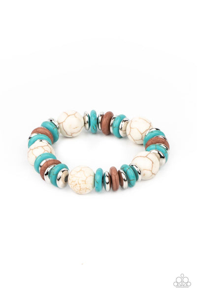 Paparazzi Rustic Rival Multi Turquoise and White Bracelet