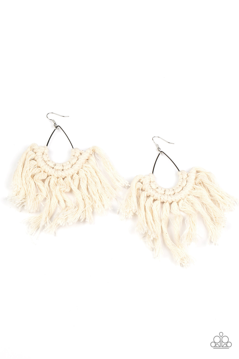 Paparazzi Wanna Piece Of MACRAME? - White Earrings