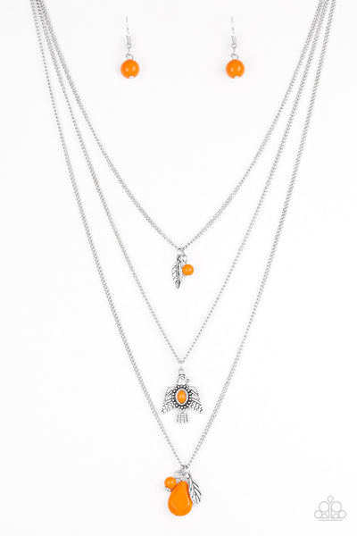 Paparazzi Soar With The Eagles - Orange Necklace