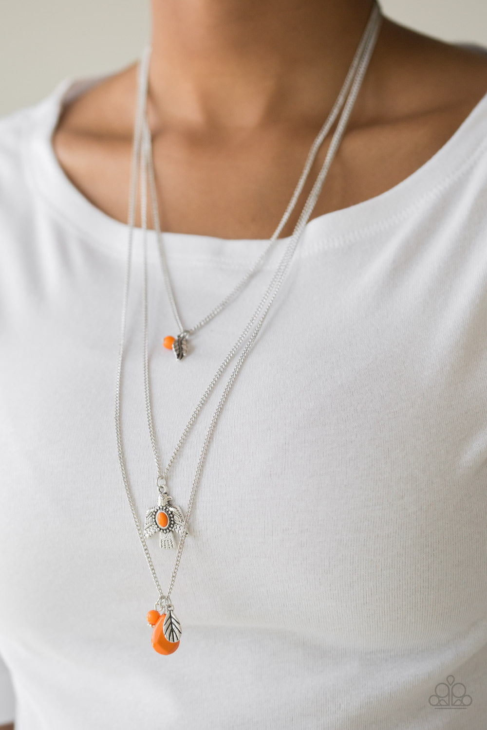 Paparazzi Soar With The Eagles - Orange Necklace