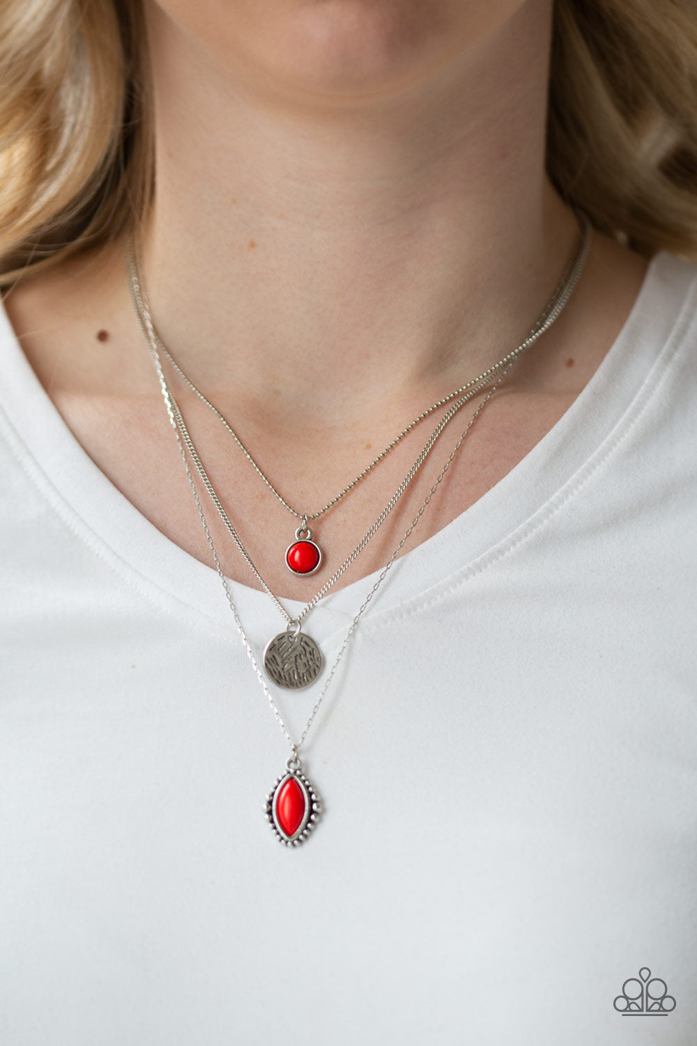 Paparazzi Tide Drifter - Red Necklace