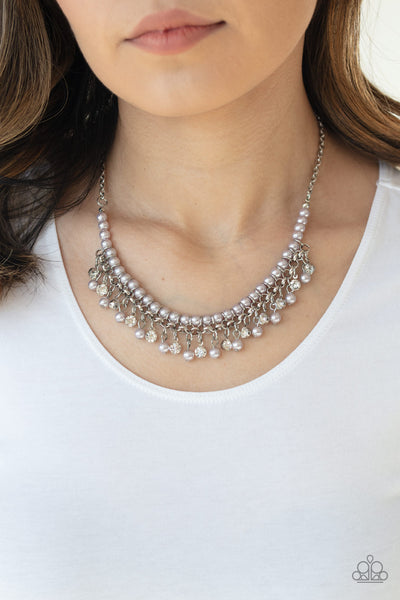 Paparazzi Silver $10 Set - A Touch of CLASSY Necklace and Fancy First Earrings