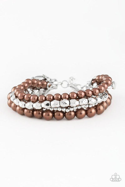 Paparazzi Brown $10 Set - You May Kiss the Bride Necklace and Metro Mix Up Bracelet