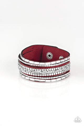 Paparazzi Rebel In Rhinestones - Red Bracelet