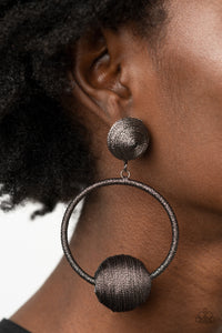 Paparazzi Social Sphere Black Threaded Post Earrings