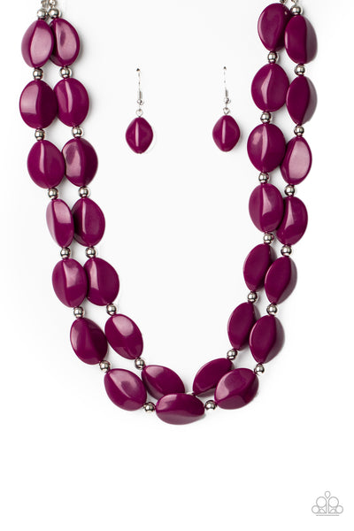 Paparazzi Two-Story Stunner Magenta Purple Necklace