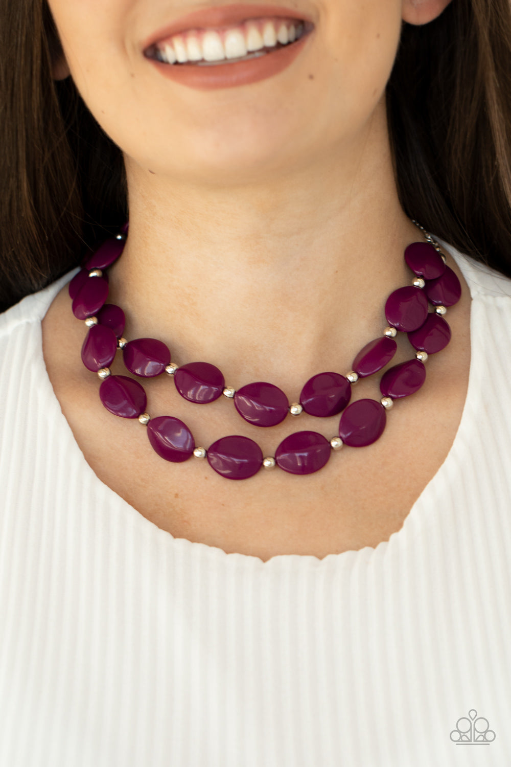 Paparazzi Two-Story Stunner Magenta Purple Necklace