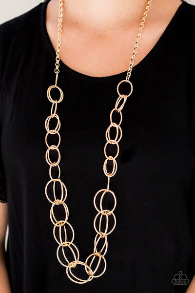 Paparazzi Gold $10 Set - Elegantly Ensnared Necklace and Simplistic Shimmer Bracelet