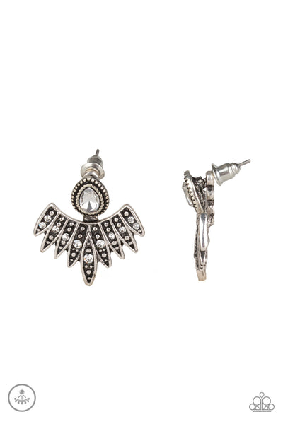 Paparazzi Wing Fling - White Earrings