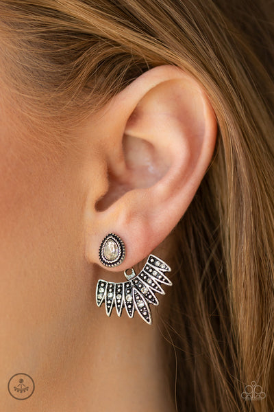 Paparazzi Wing Fling - White Earrings