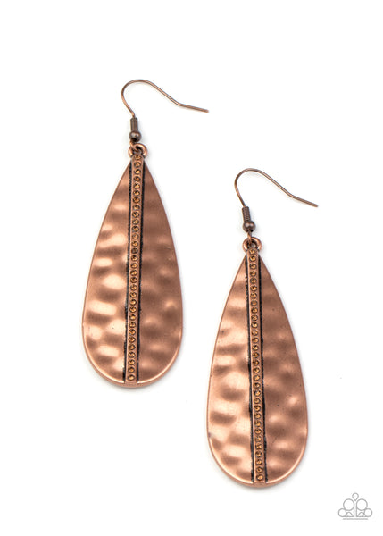Paparazzi On The Up and UPSCALE - Copper and Topaz Earrings