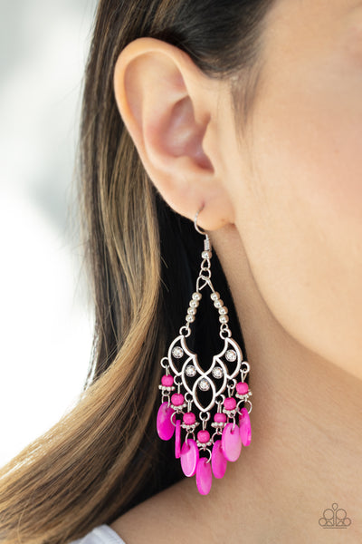 Paparazzi Shore Bait - Pink Earrings