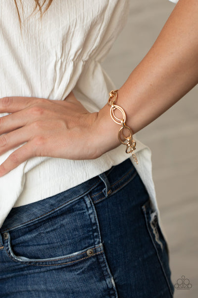 Paparazzi Gold $10 Set - Elegantly Ensnared Necklace and Simplistic Shimmer Bracelet