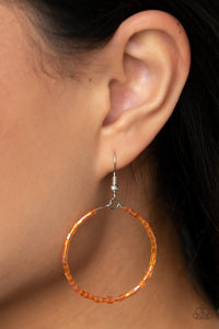 Paparazzi Colorfully Curvy - Orange Earrings