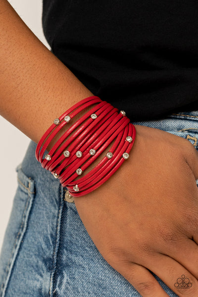 Paparazzi Fearlessly Layered - Red Bracelet