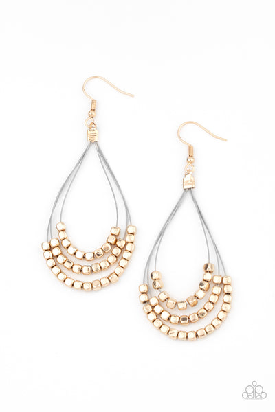 Paparazzi Off The Blocks Shimmer - Gold Earrings