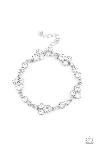 Paparazzi White $10 Set - Gorgeously Glistening Necklace and Social GLISTENING Bracelet