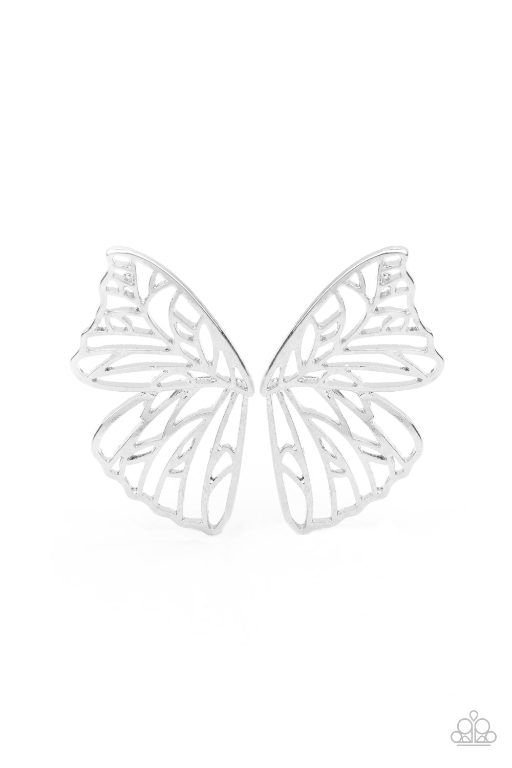 Paparazzi Butterfly Frills Silver Post Earrings