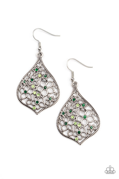 Paparazzi Full Out Florals - Green Earrings