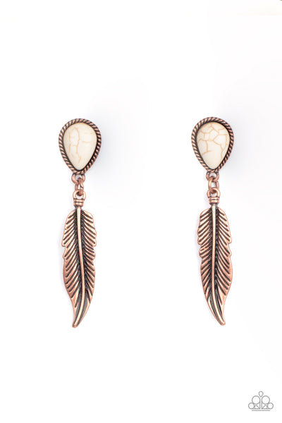 Paparazzi Totally Tran-QUILL - Copper Earrings