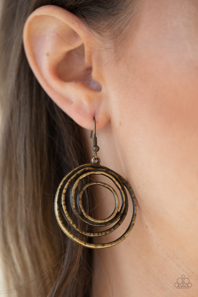 Spiraling Out of Control - Brass Earrings