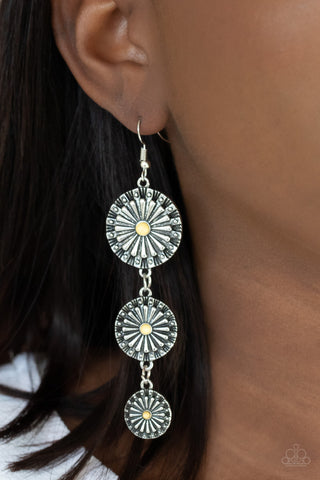 Paparazzi Festively Floral - Yellow Earrings